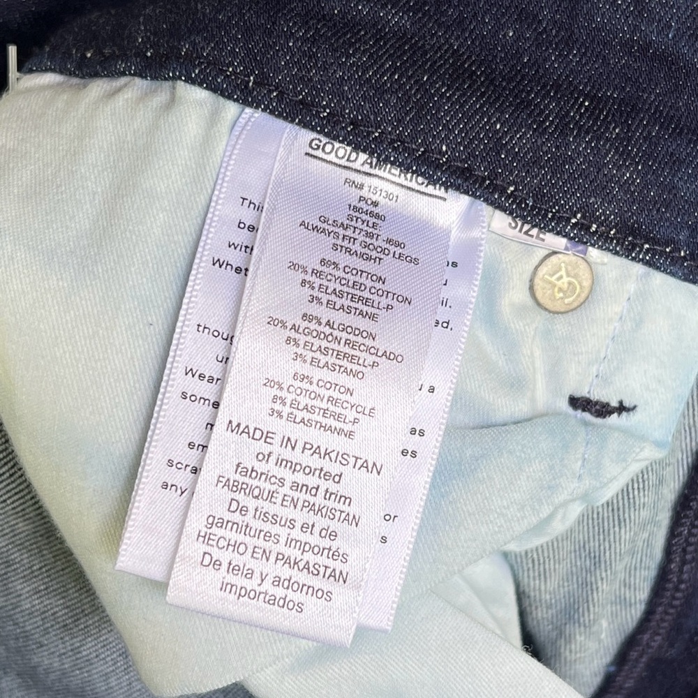 NEW Size 6-12 Good American Good Legs Always Fits Mid Rise Straight Indigo Jean - Picture 9 of 9